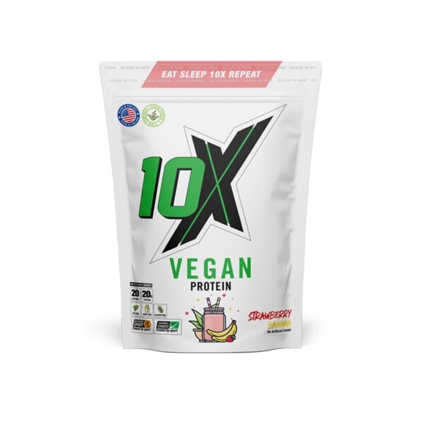 10X VEGAN PROTEIN With taste Strawberry and Banana 20 Servings