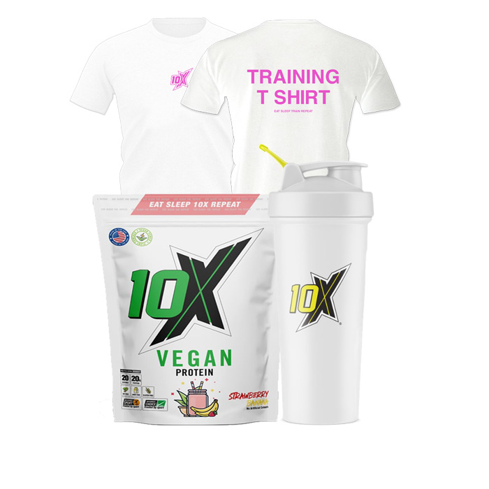 VEGAN PROTEIN + FREE T-SHIRT + FREE SHAKER - Main 10X Athletic VEGAN PROTEIN With Free T-SHIRT and Shaker 700ml